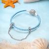 Bracciale con Catena di Sicurezza e Ciondolo Cuore in Argento 925 con Perline Colorate in Zirconio Sole Luna Gioielli Fai da Te