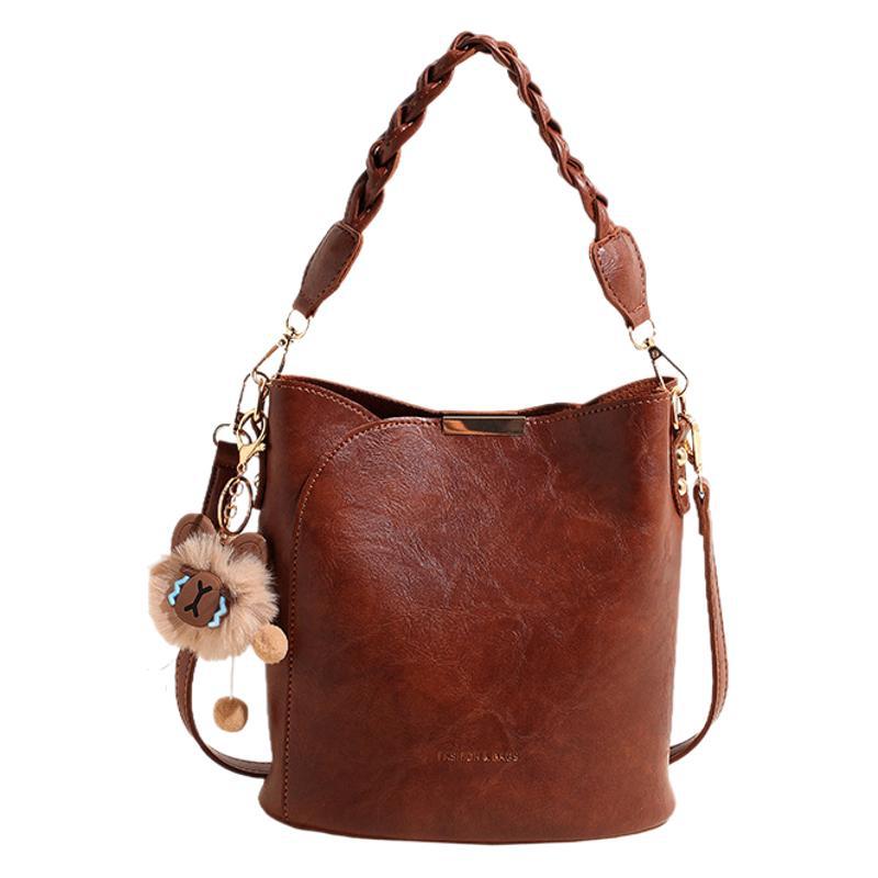 Niche design sense woven portable bucket bag messenger bag 2025 new model this year popular versatile texture small bag