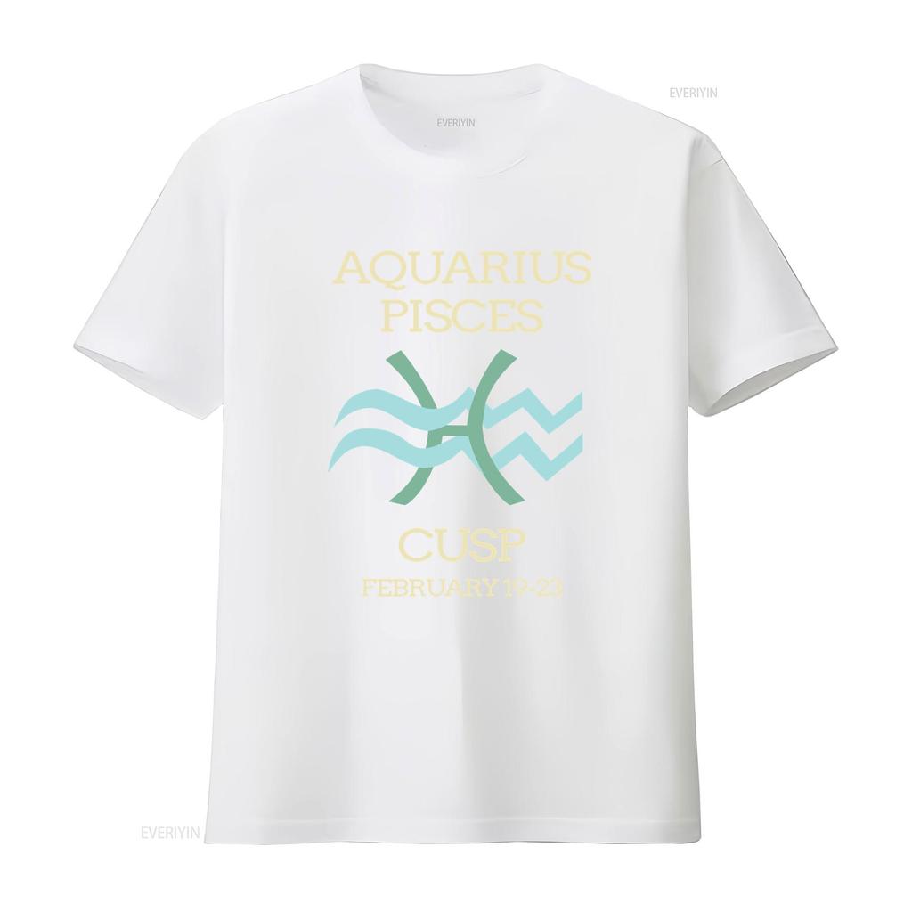 Aquarius Pisces Cusp Zodiac Horoscope T Shirt Vintage Soft Homme Unisex Stylish Fashion Streetwear Versatile Breathable