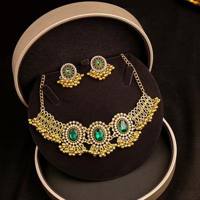 SKEDS New Arrival Bohemian Style Women Luxury Rhinestone Necklaces Earrings Trendy Lady Travel Party Jewelry Accessories Gift