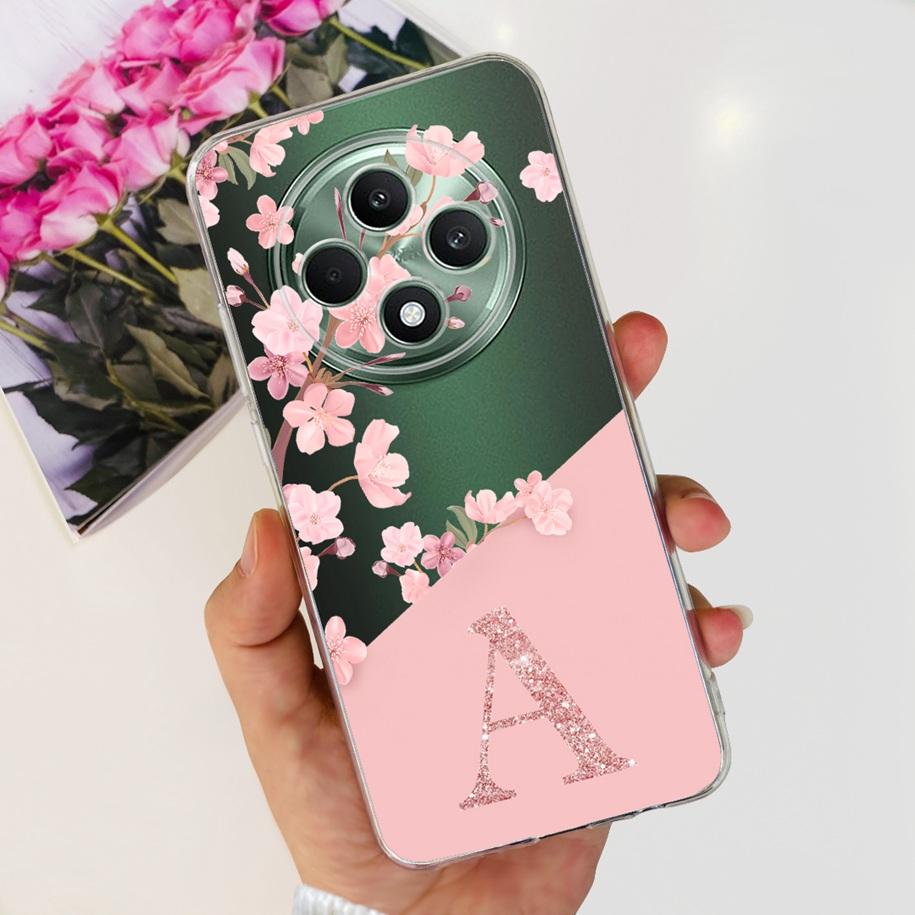 Für OPPO Reno12 F Hülle Niedliche A Z Buchstaben Blume Transparent Weiches Silikon Handy Rückseite Abdeckung Für OPPO Reno 12F 5G Reno12F 2024 Capa
