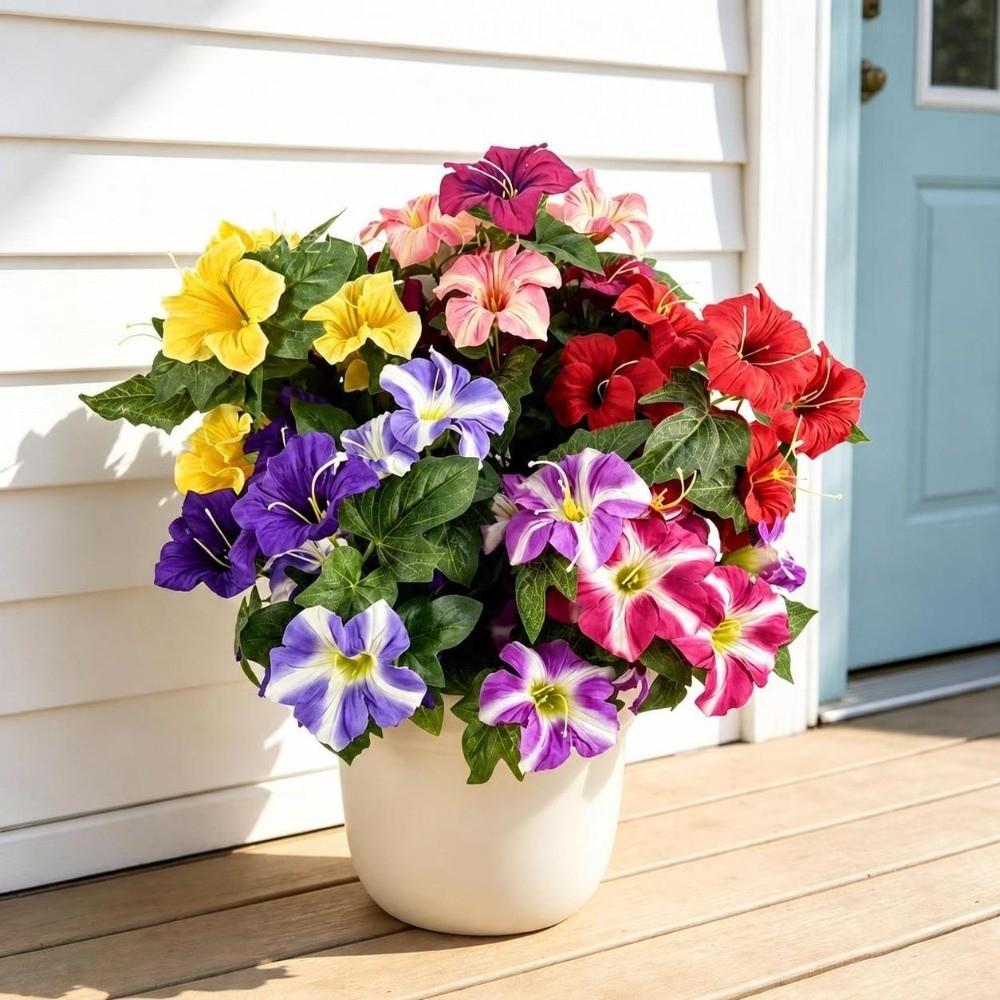 Silk Material Fake Silk Flower Bouquet Weatherproof Plastic Hanging Flower Garden Decoration