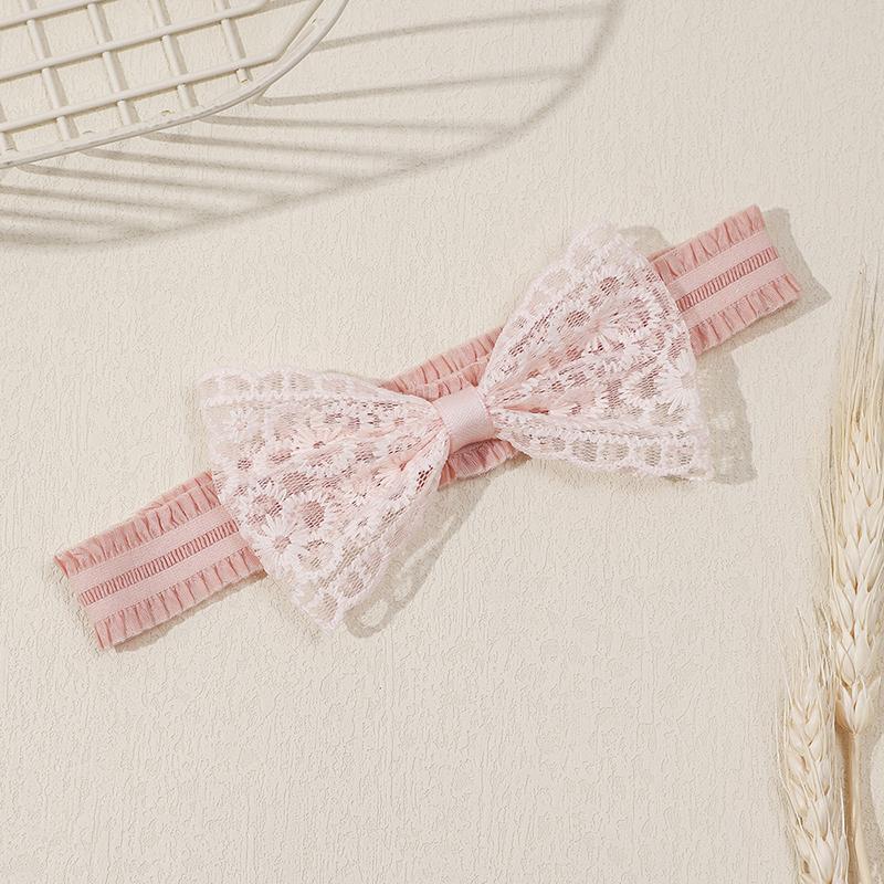 

Розовая Белая Модная Кружевная Повязка на Голову с Бантом для Маленьких Девочек Сладкая Эластичная Повязка для Волос Изысканный Детский Головной Убор Реквизит для Фотосессий Аксессуары для Волос