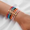 7pcs Set Fashion Personality Gold Color CCB Heart Colorful Rice Bead Elastic Bracelets for Women Summer Cute Jewelry Set Gifts