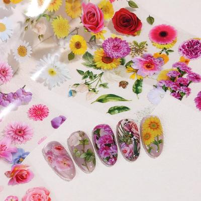 Rose Flowers Flower Nail Foils Floral Nail Art Foil 10 Sheets Transfer Stickers Spring Summer
