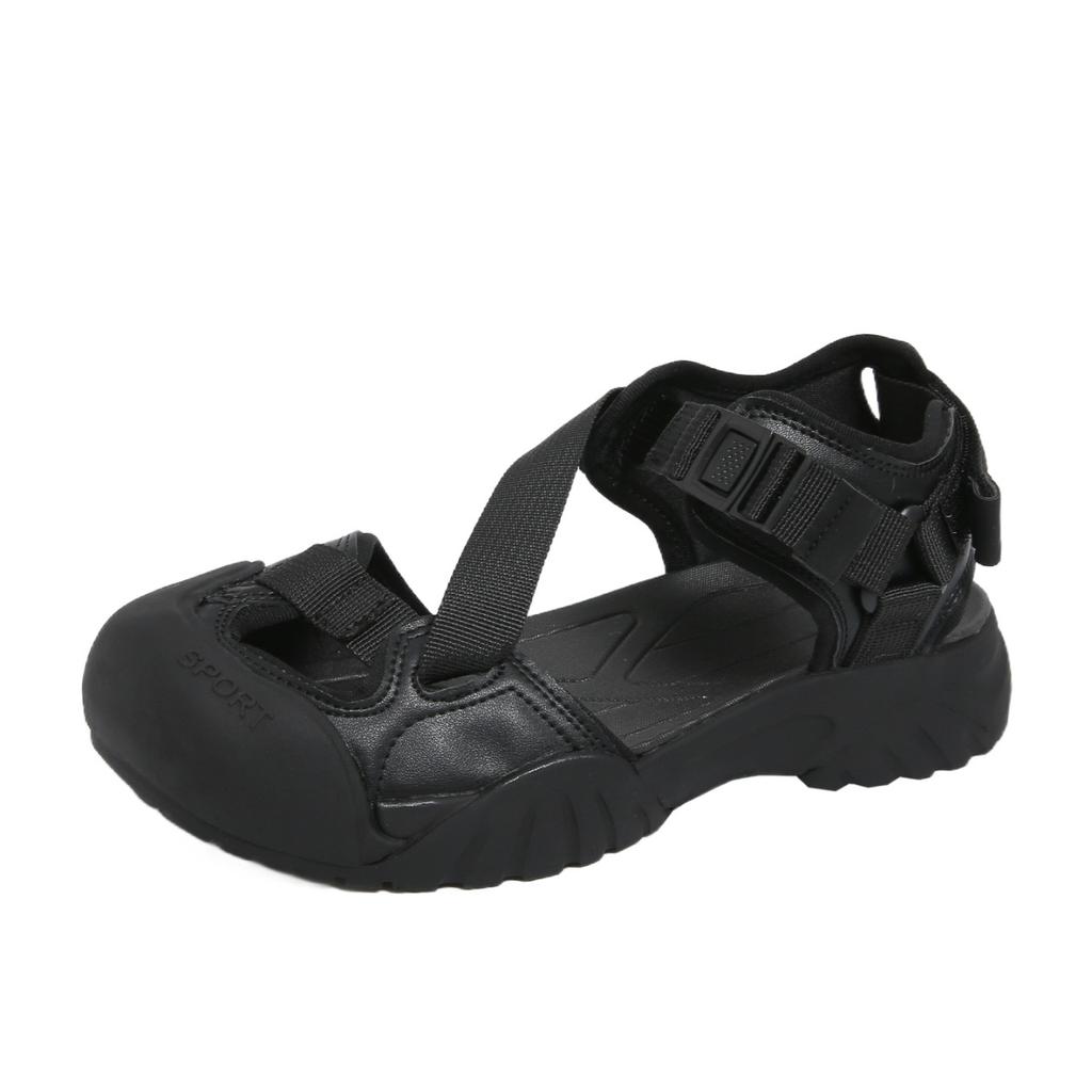 2025 Summer Hollow Ugly Cute Mary Jane Dad Shoes Women's 4CM Platform Strap Roman Bag Head Sports Sandals