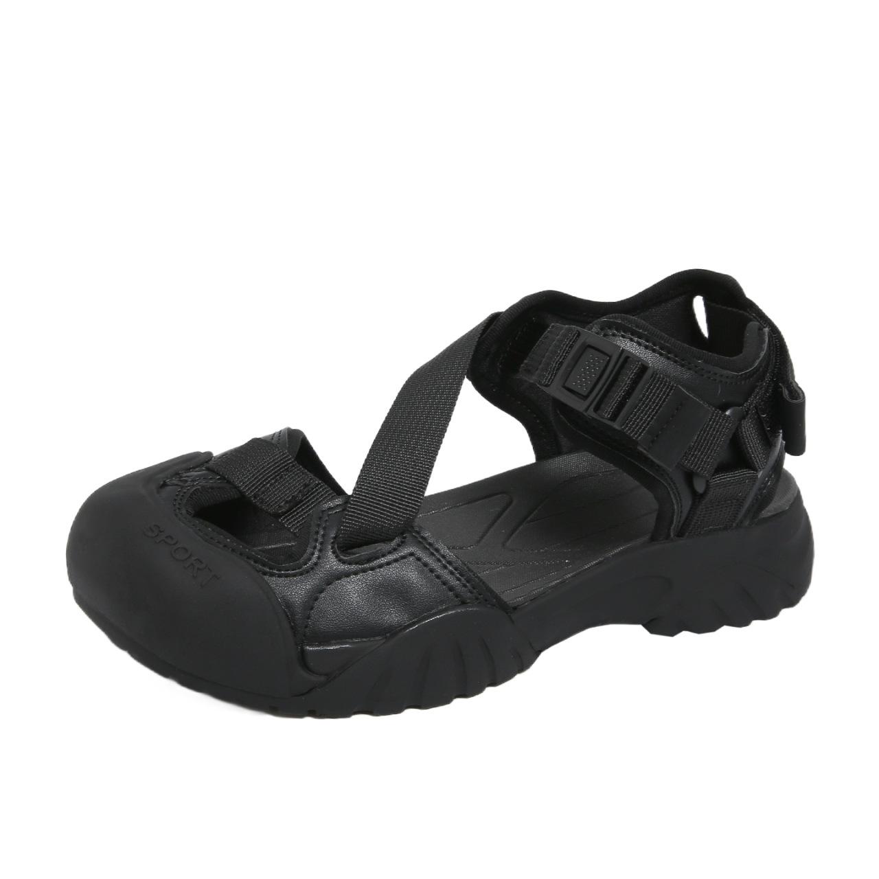 

2025 summer hollow ugly cute Mary Jane dad shoes women s 4CM platform strap Roman bag head sports sandals 39 чорний