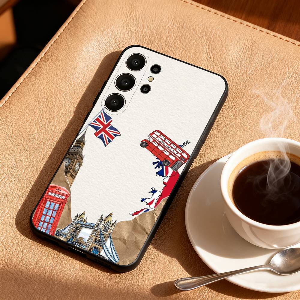 London Whispers Phone Case For Samsung S26,S25,S24,S21,S22,S23,S30,Ultra,S20,FE,Lite,10,9,Black Cover