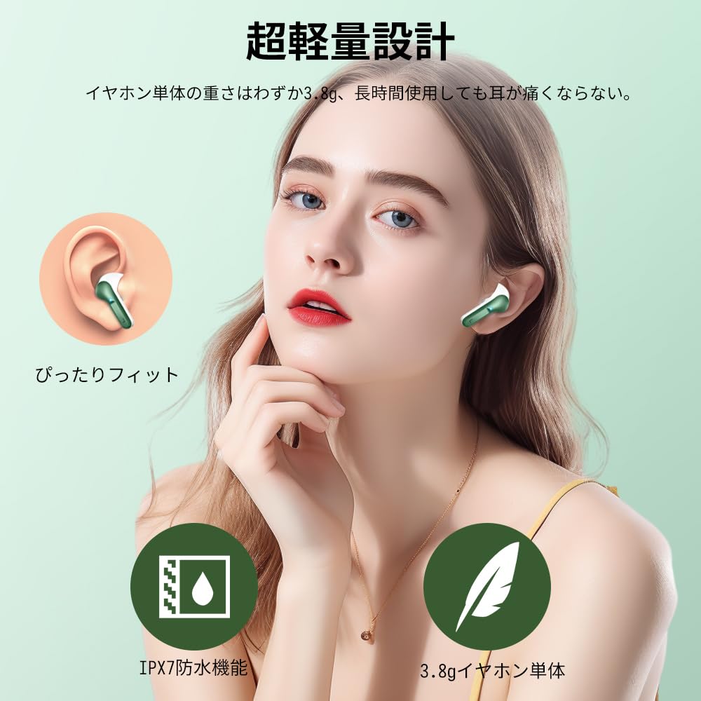 2024 Latest Bluetooth Wireless ENC Noise Dual Bluetooth IPX7 Touch Compatible with Japanese Instruction Manual Included Earbuds, Cancelling,