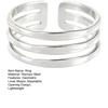 Thumb Ring Geometric Lines Shape Adjustable Opening Design Finger Ring Stainless Steel Finger Band Versatile Jewelry