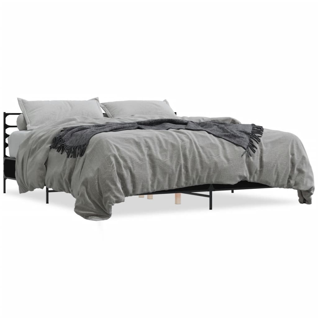 Bed Frame Black 180x200 cm Particleboard and Metal