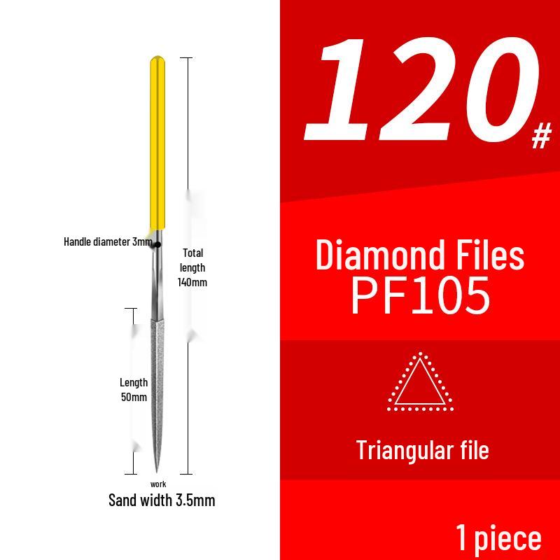 

Small Triangle Diamond Rasp: 120 Alloy & 400/600 Steel File