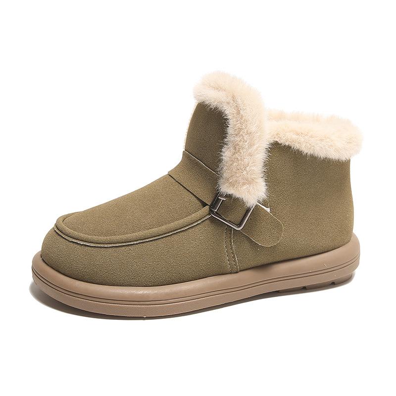 

Winter new velvet warm cotton shoes thick-soled high-top women s cotton shoes belt buckle snow boots women s flat short boots 42