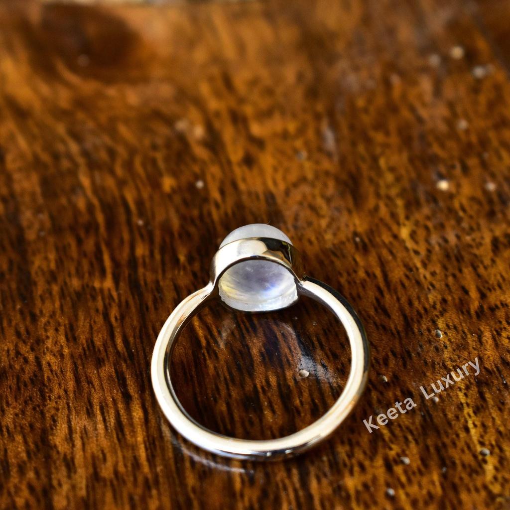 Rainbow Moonstone Ring , Blue Fire Moonstone Ring, Handmade Sterling Silver Ring , Christmas Gift for Her, Promise Ring , Anniversary Ring