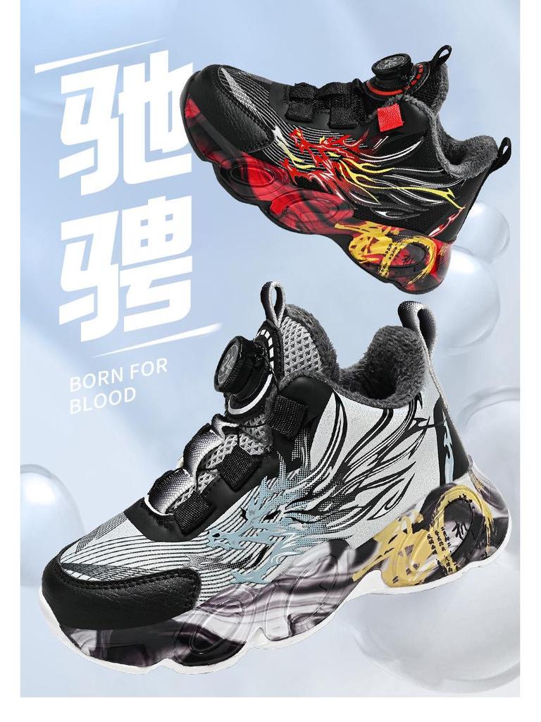 Nuove Scarpe Sportive Invernali per Ragazzi 2025 con Bottone Rotante e Doppio Velluto di Cotone