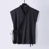 Men's Spring and Summer Cotton Linen Tank Tops Sleeveless Tang Suit Tops Cardigan Solid Vintage Hanfu Vest Male