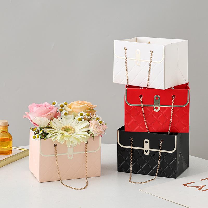 Trendy Floral Tote Gift Box - Small Size for Flower Shop Packaging Qixi Festival