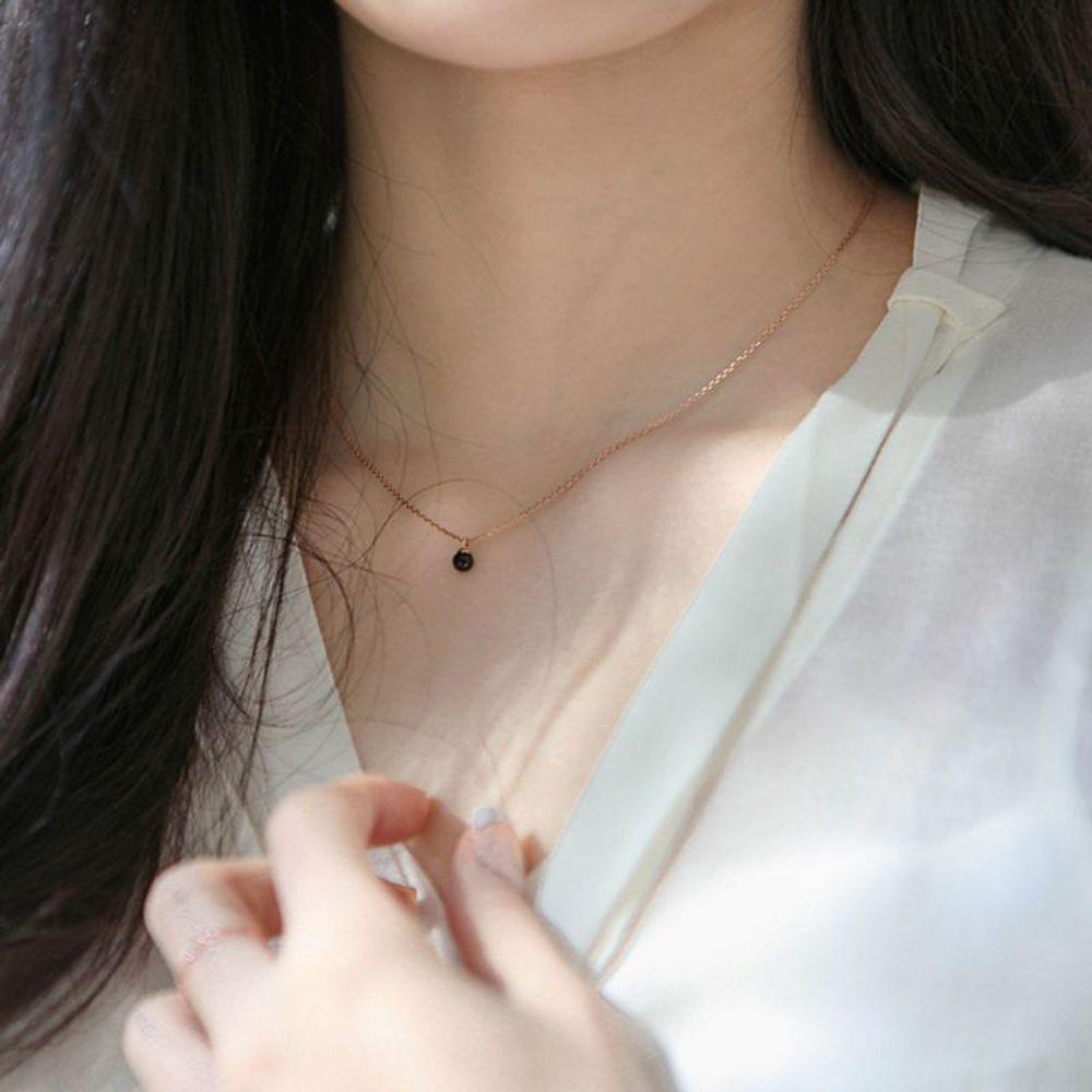 J.Lauren 02N0643 Black Spinel Gemstone Silver Necklace [30301329]