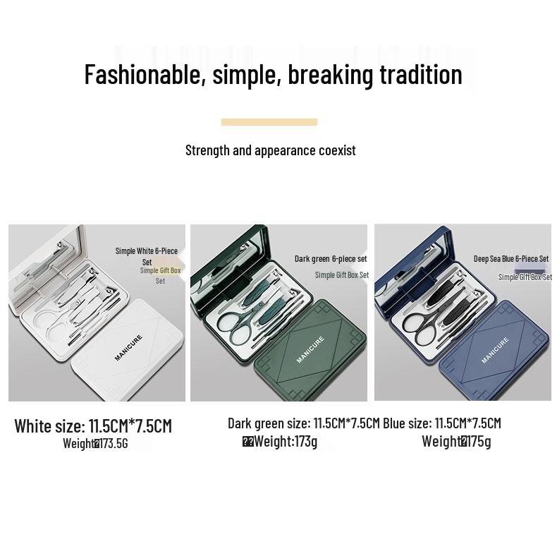Stainless Steel Nail Clipper Set with Mirror, Ear Pick, and Nail File Manicure Tools