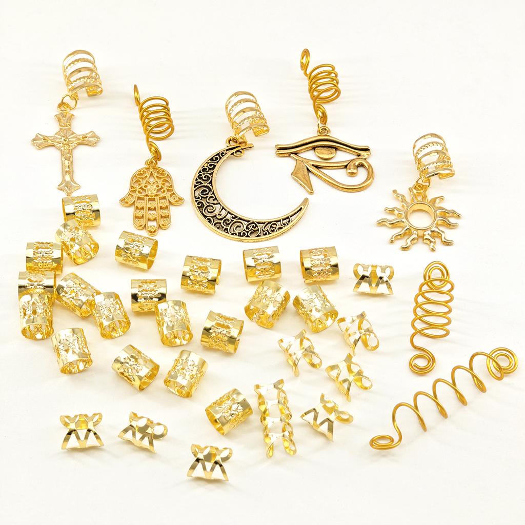 Wigs, Dirty Braids, Hair Extensions, 37pcs, DIY, Alloy Metal Accessories, Sun, Cross, Moon Pendant