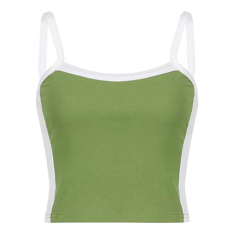 Sleeveless Knitted Crop Tops Green Sexy Basic Patchwork 2023 Summer Casual Backless Y2k Vintage Tank Top Women