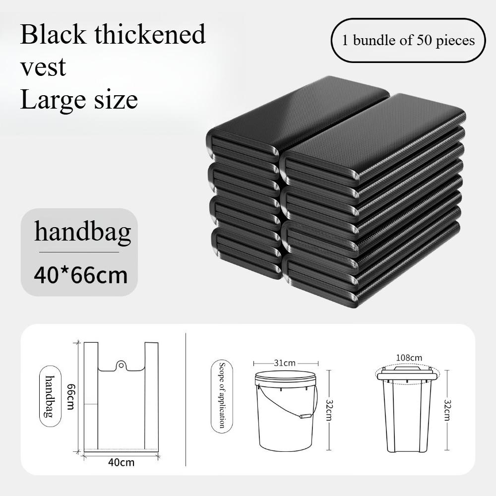 Extra-Thick Vest-Style Garbage Bags | Medium-Large Size Black Trash Bags for Home Kitchen Bathroom | Heavy-Duty Portable Household Waste BagsRQSL-001