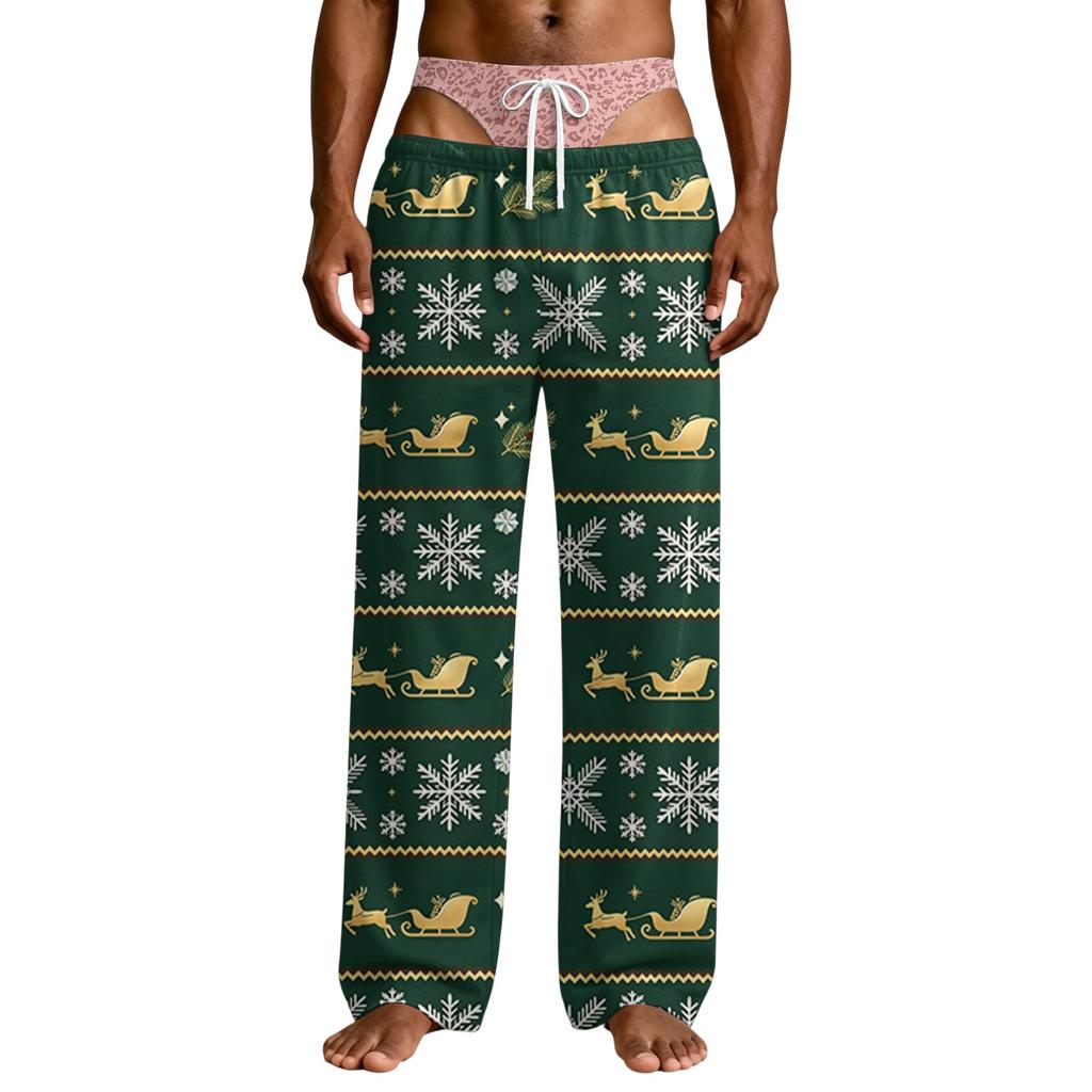 Men's Novelty Pajama Pants Funny Sleep Pants with Underwear Print