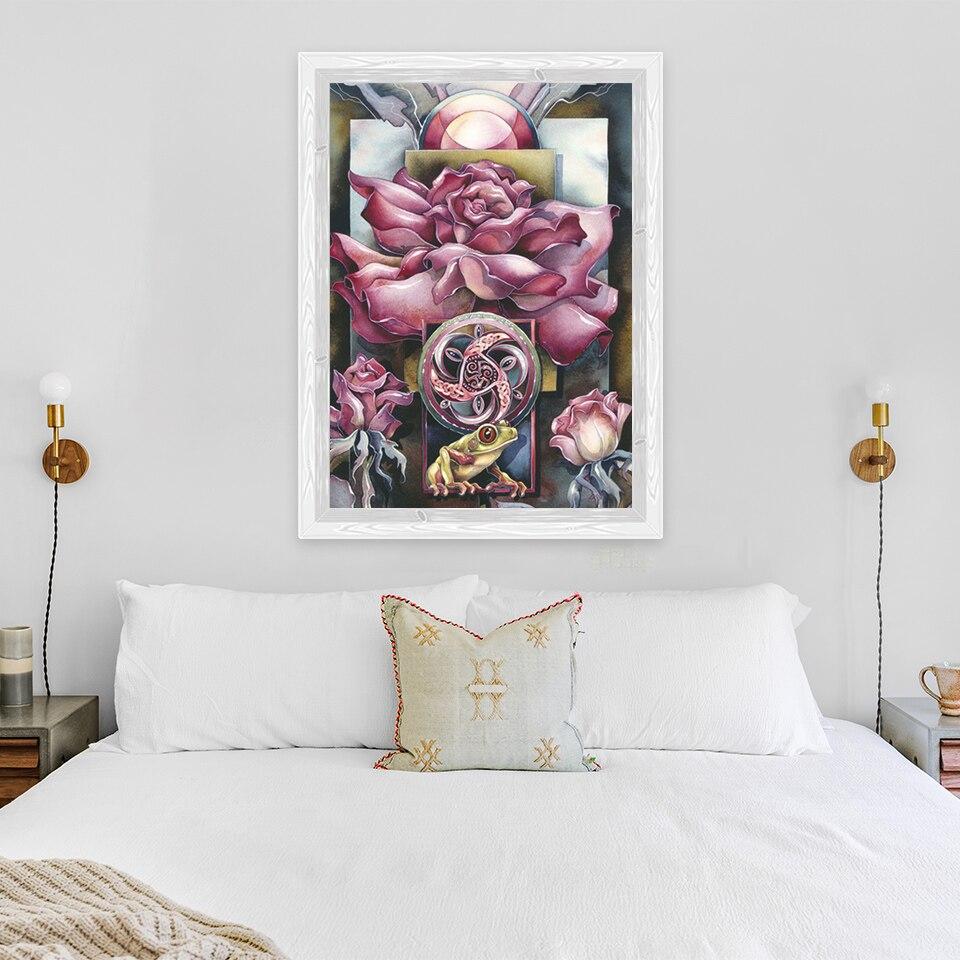 5D DIY Diamond Painting Frog Diamond Embroidery Lotus Animal Cross Stitch Crafts Full Round Drill Home Decor Manual Gift