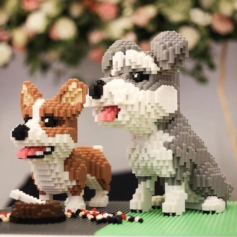 Çizgi Film Hayvan Yapı Blokları Yaratıcı Evcil Hayvan Köpek Kedi Montaj Oyuncağı Kendin Yap Eğitici Yapboz Oyuncakları Çocuklar İçin Doğum Günü Hediyeleri Ev Dekorasyonu