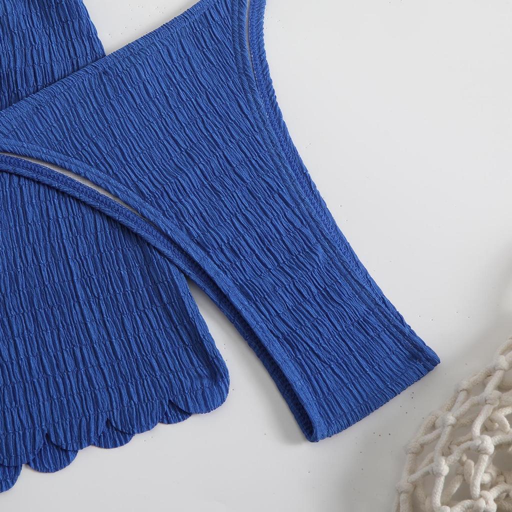 2025 Trendy Solid Color Sexy Halter Bikini Three-Piece Set