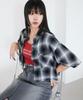WEGO Short Check Short Sleeve Summer Size Black Shirt, Top, Clothing, Gift, Streetwear, Women's, F,