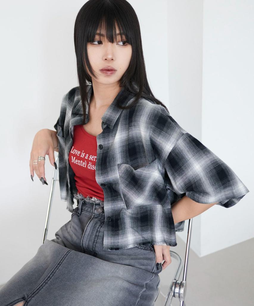 WEGO Short Check Short Sleeve Summer Size Black Shirt, Top, Clothing, Gift, Streetwear, Women's, F,