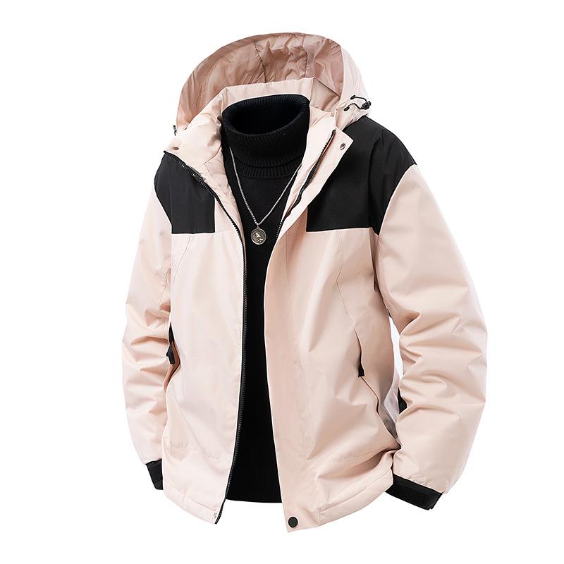 Men's 2025 Winter Color Block Windproof Hooded Cotton Jacket