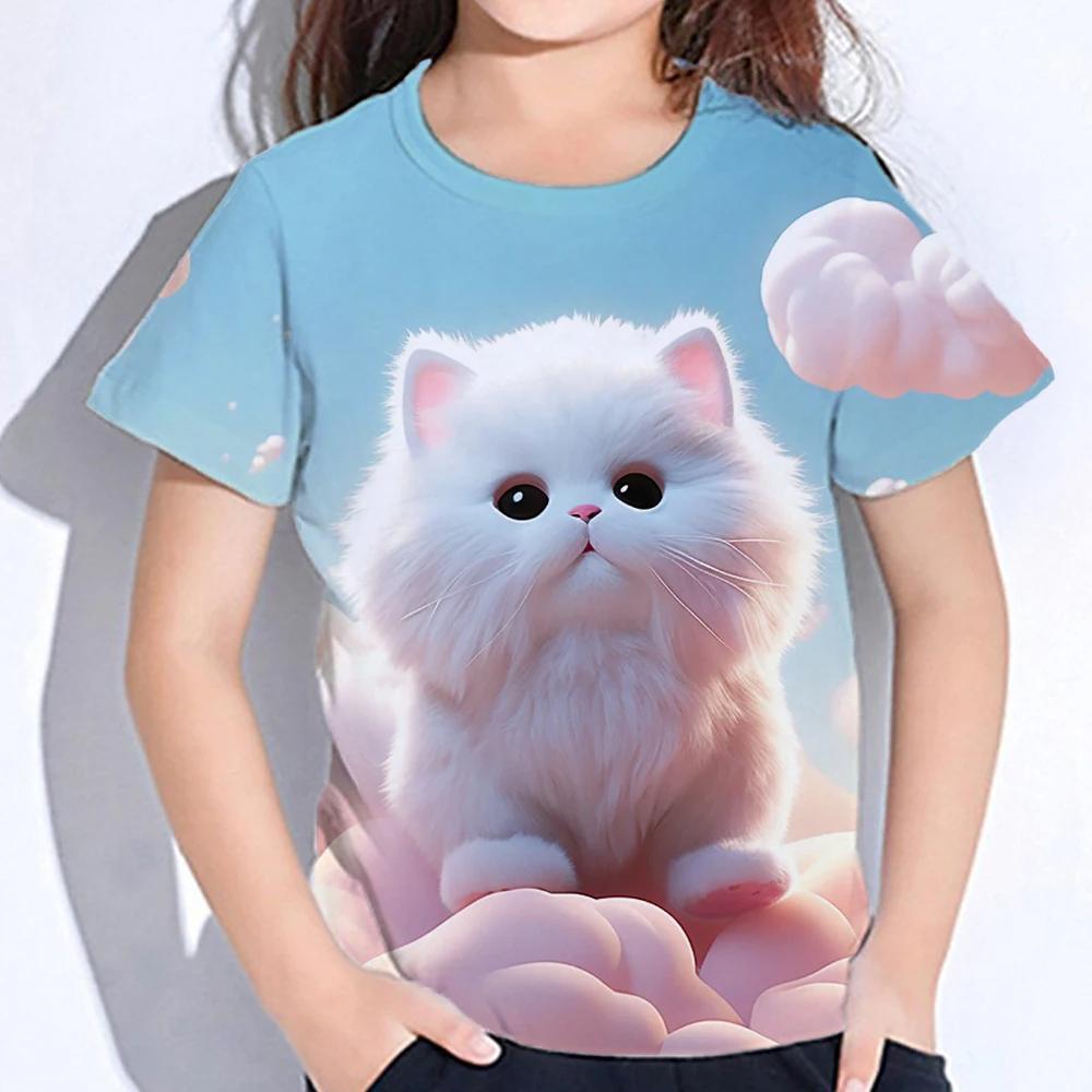 Summer Kids Cute Cartoon Rabbit Tops Tees 3D Print Animal T-shirt Children Short Sleeve Clothing Boys Girls Fashion Streetwear