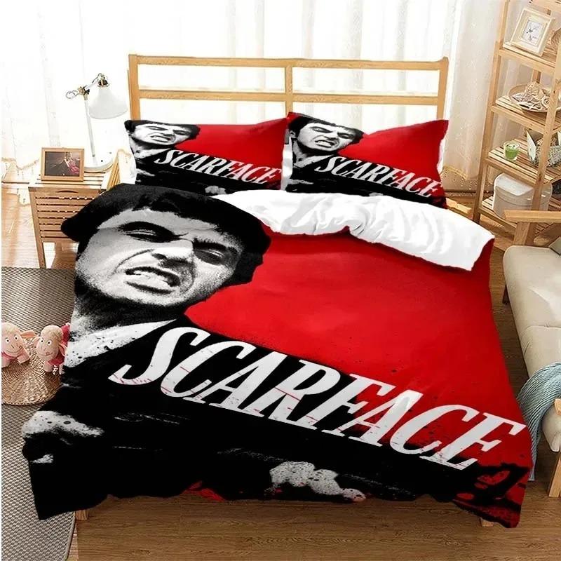 

3D Print Tony Montana Scarfaces Bedding Set =Twin Queen Size Duvet Cover Pillowcase Quilt Cover Set for Boys Adult Girls 70x133cm 3pcs