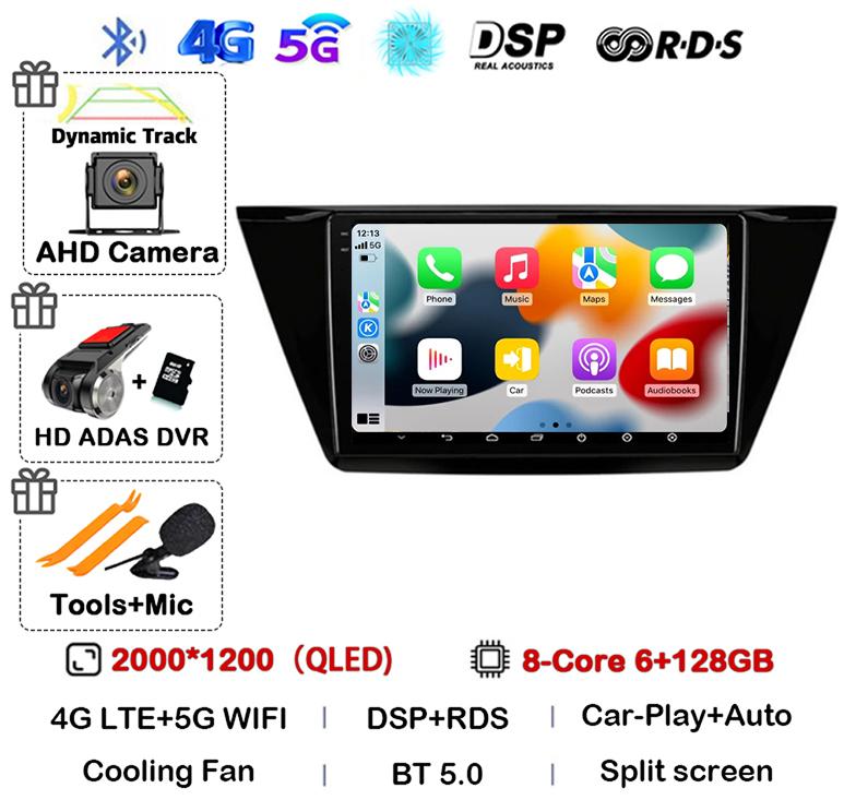 Android 14 WIFI 4G Carplay For Volkswagen TOURAN 2016 2017 2018 Auto Car Radio Multimedia Stereo Video Player GPS Navigation DSP