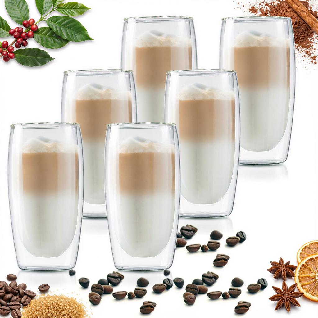 THERMAL GLASSES FOR LATTE MACCHIATO 350ml 6 pcs
