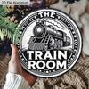 2D Flat AluminumVintage Train Room Round Metal Sign for Entryway, Bar, Cafe, Club, Kitchen, Pre-Drilled Holes for Easy Hanging, gifts for Teens