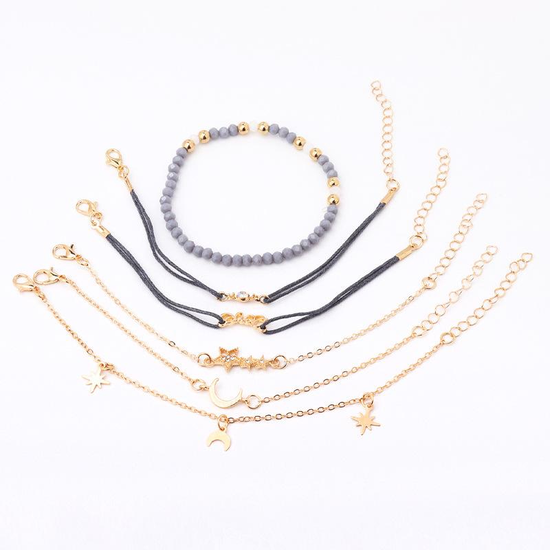 European and American new temperament star moon personality pendant bracelet bead jewelry six-piece bracelet jewelry set