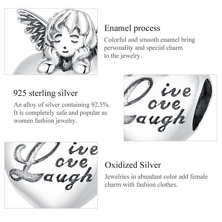 Bamoer Genuine 925 Sterling Silver Thanksgiving Angel Oxidized Silver Charm for Original Luxury Brand Female Jewelry