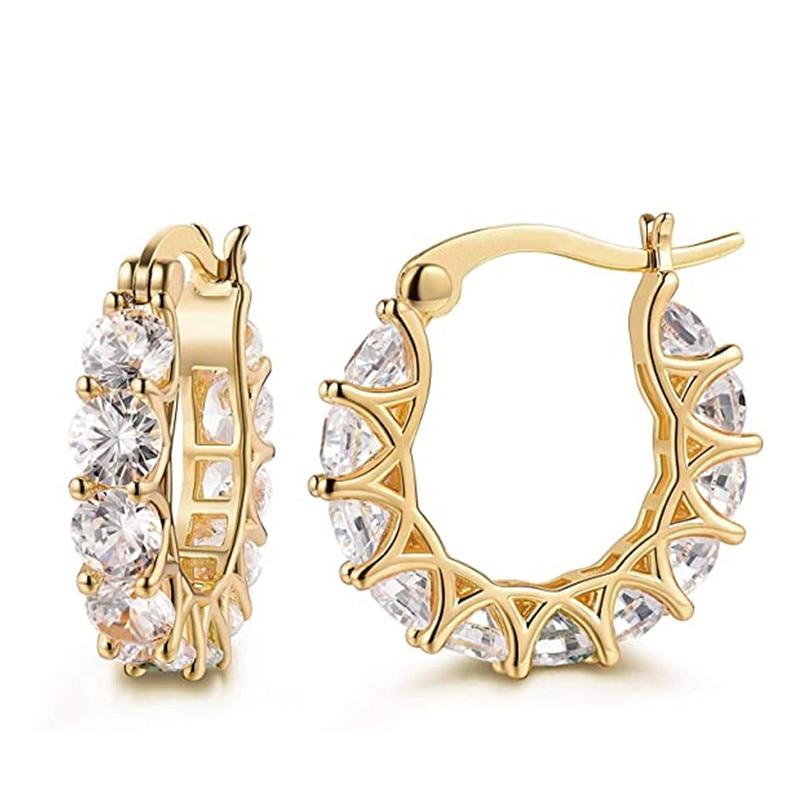 Huitan High Quality Cubic Zirconia Women Hoop Earrings Voguish Stylish Fashionable Jewelry Girl Accessories Gathering Gathering Everyday Wearable