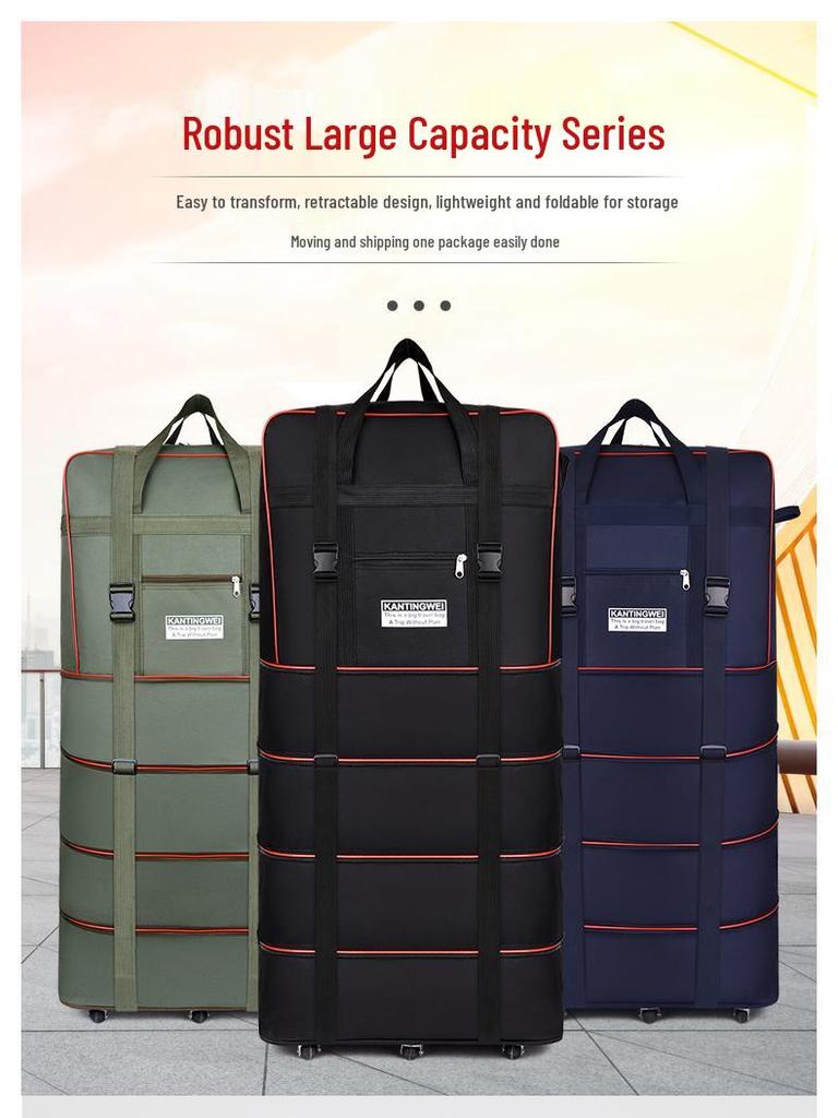 158L Aviation Large Capacity Rolling Travel Bag - Foldable Wheeled Luggage Storage, Oxford Cloth