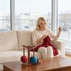 Natural Wood Craft Organizers With Mobile Device Mount Two Spindles For Knitting Crochet And Home Decoration