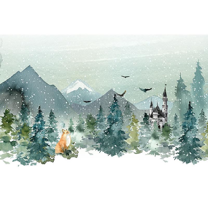 Nordic 3D Wall Mural Hand Painted Woods Valley Cartoon Fox Wallpaper Children's Room Background Wall Decor Papel De Parede 3 D