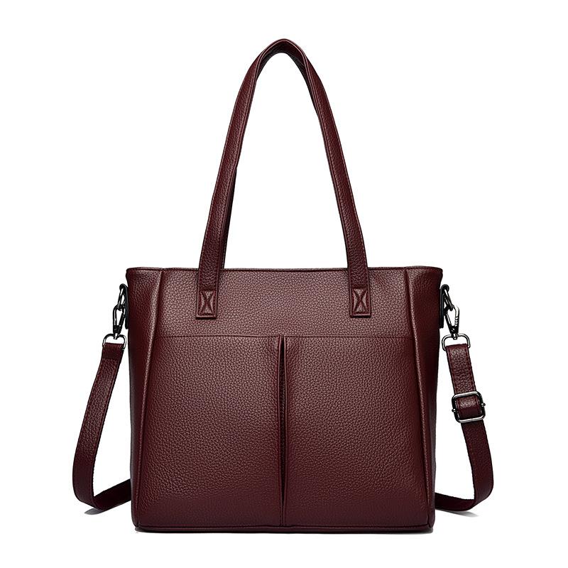 Geantă Tote Versiune Coreeană, Geantă de Mână/Umăr/Crossbody de Mare Capacitate cu Buzunar Dublu