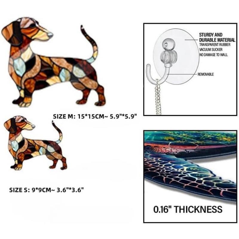 Dachshund Vindusoppheng Dekor Solfanger Hund Farget Glass Vinduspryd Håndlagde Solfangere Dekor for Innendørs Utendørs Hage