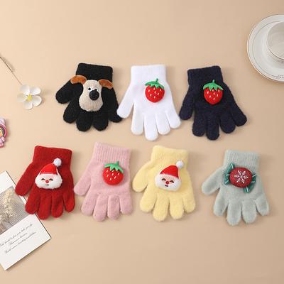 Guantes 3D de Dibujos Animados de Papá Noel para Niños: Calidez Cortavientos de Dedos Completos
