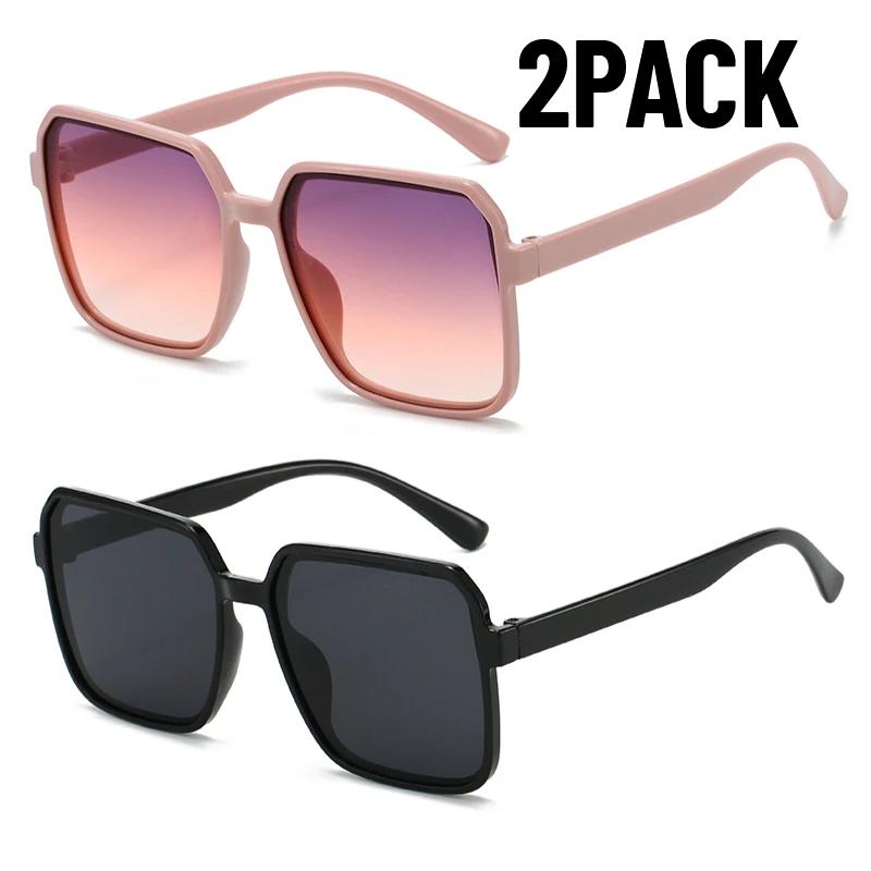 1/2PACK Black Square Oversized Sunglasses Women Big Frame Sun Glasses Unisex Gradient Hip Hop Shades