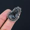 Sterling Silver Pear Black Fossil Coral Stone Solitaire Wife Ring Jewelry US 7.5