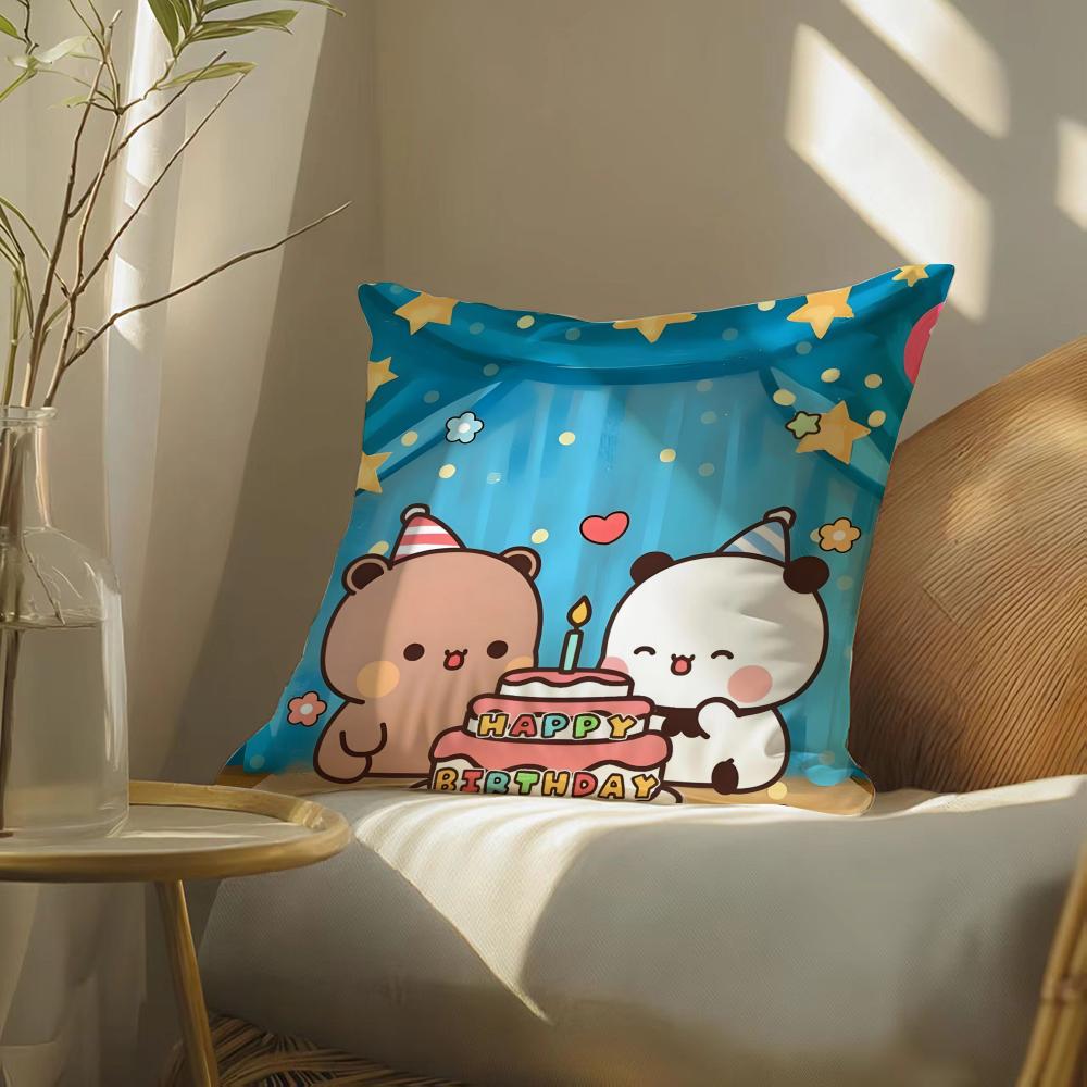 Popular Lovely Cartoon Bubu  Dudu Cute 2 Cushion Cover Silky elegant Comfort Sofa Bed Invisible zipper Beach pillowcase